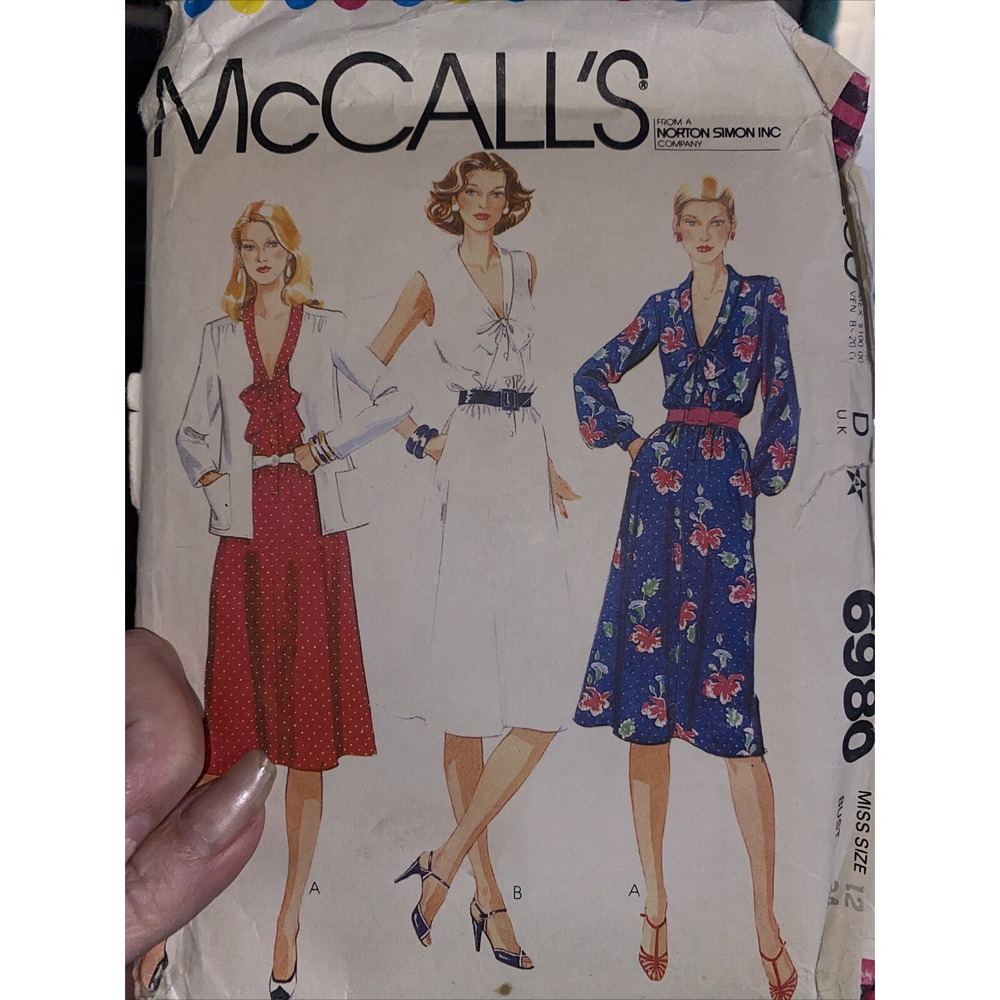 McCalls 6980 Misses Jacket Dress Sewing Pattern Size 12 Bust 34 Uncut Vintage